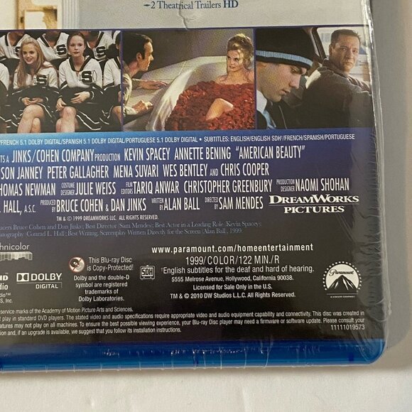 American Beauty Blu Ray Disc Sapphire Kevin Spacey Annette Bening New Sealed R - Picture 7 of 8